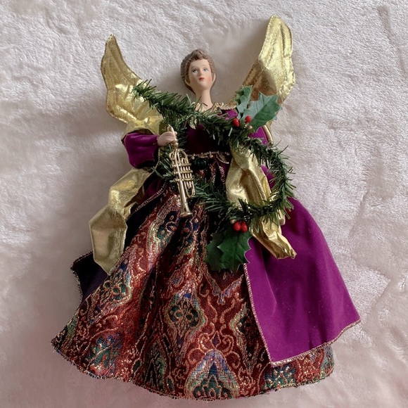 Porcelain Christmas Tree Angel Topper - Picture 1 of 5